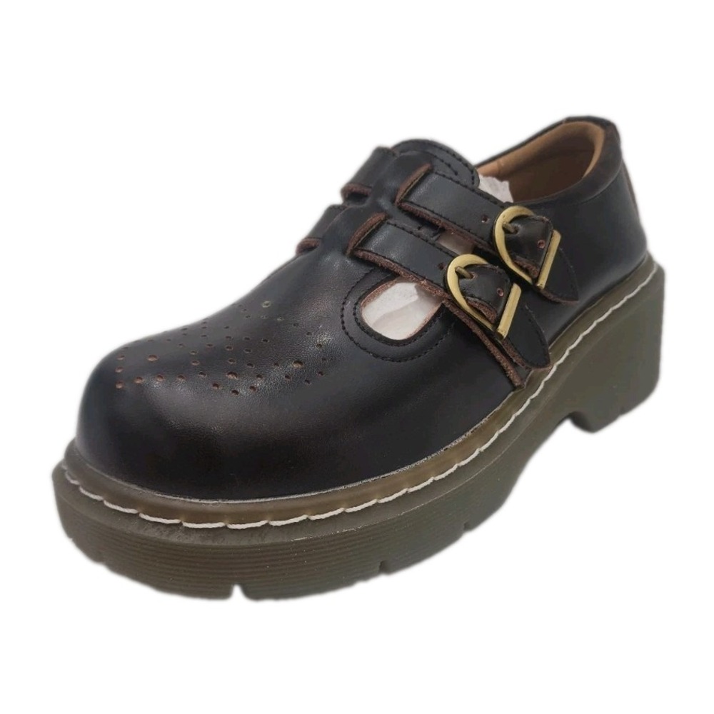 New Handmade MZDL Mori Kei Mary Janes Brown Leather Sz 6 Womens Kawaii Coquette